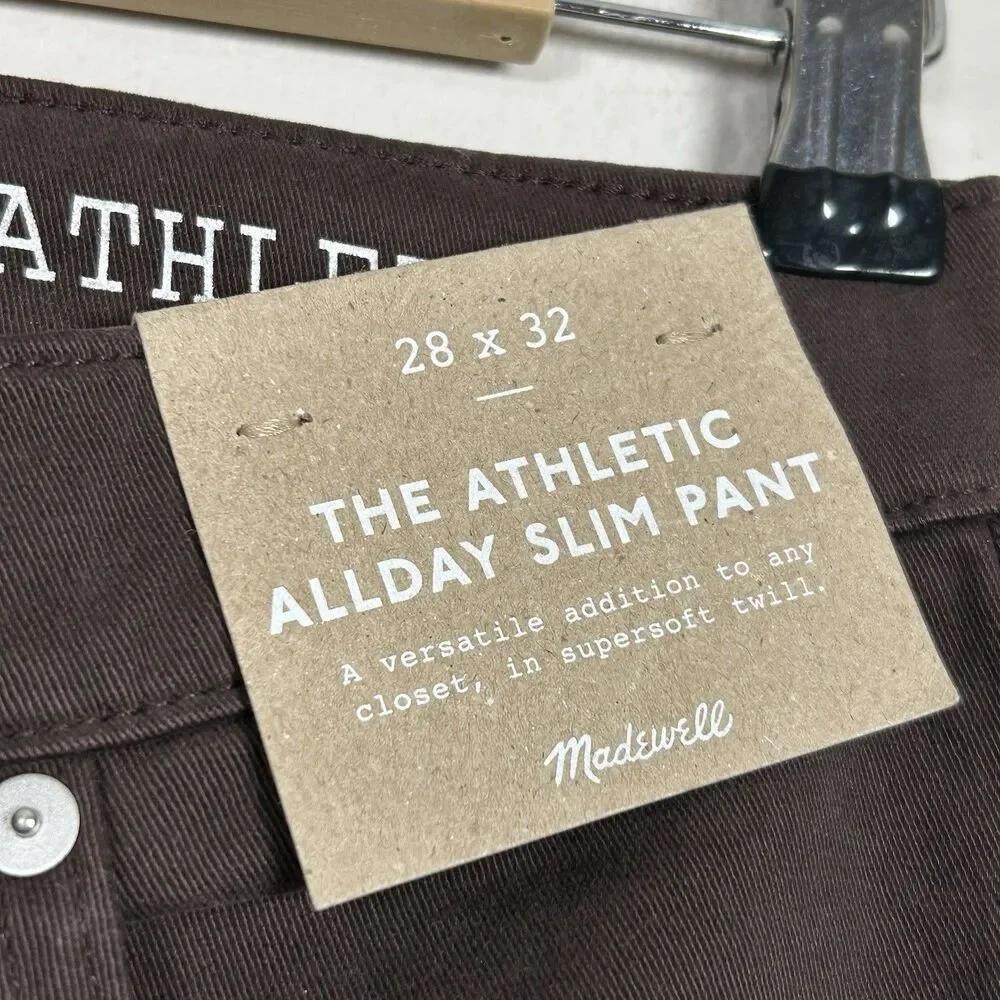 Madewell Pants Mens 28x32 Brown Athletic Allday Slim NR446 Casual Office NWT